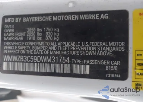 2013 Mini Countryman Cooper из США, поврежденный, VIN WMWZB3C59DWM31754